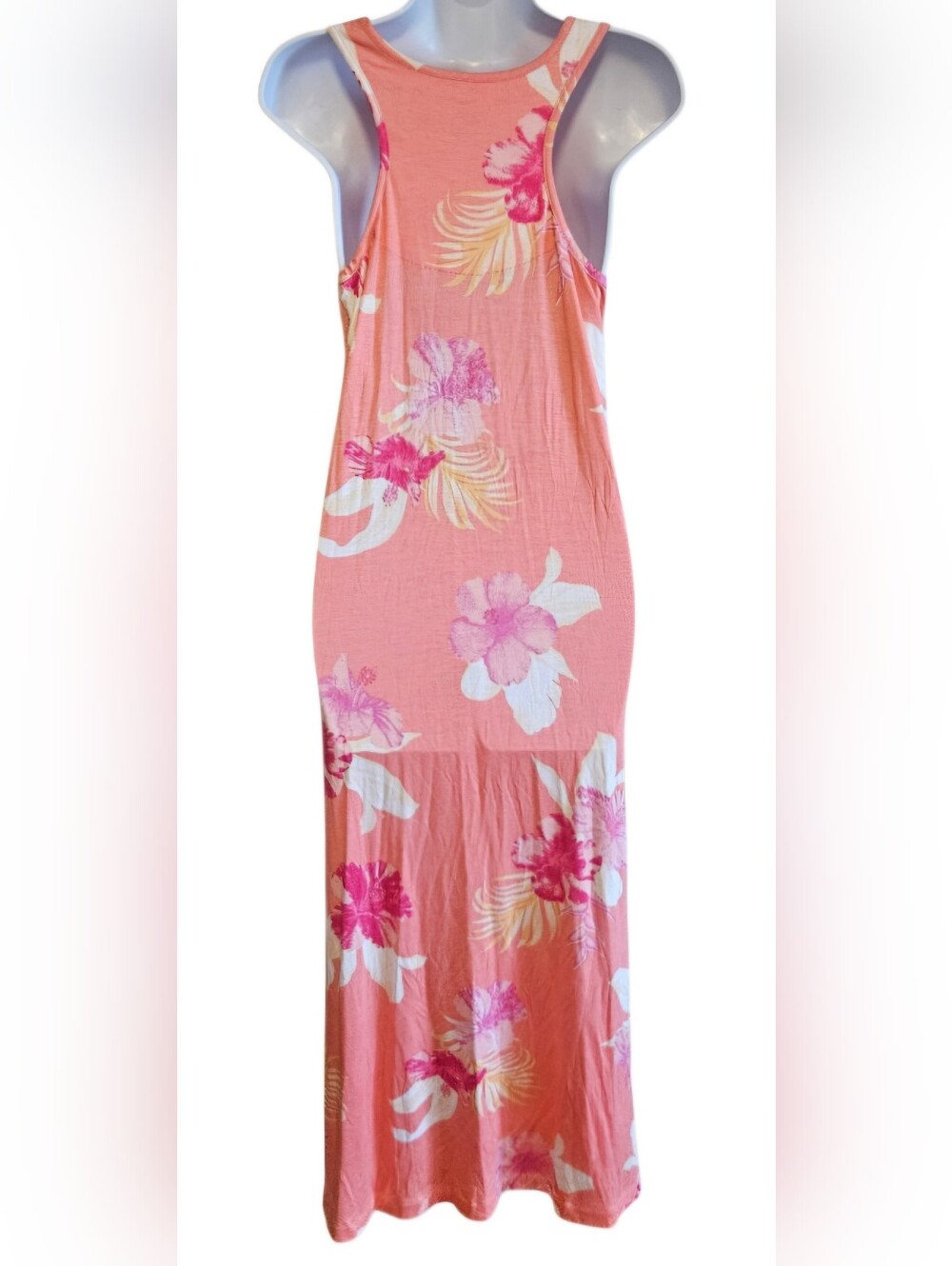 0075 Tommy Bahama Relax Tropical Floral Maxi Dress Peach Island Resort Medium - Picture 3 of 13